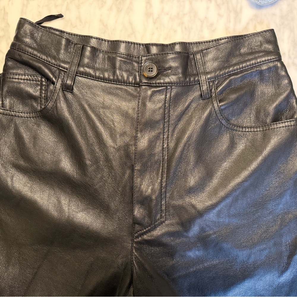 Nanushka Black Vegan Leather Full Length Trousers - Picture 3 of 9
